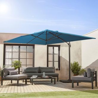 Sweeek 3x4m Rectangular Cantilever Parasol in Duck Egg Blue