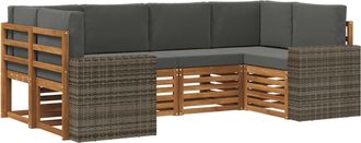 vidaXL Conjunto De Sof&aacute;s De Exterior 6 Uds. Natural Y Antracita Vidaxl