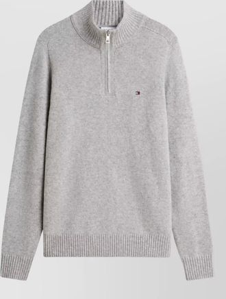 Tommy Hilfiger lambswool ribbed quarter-zip mock-neck jumper