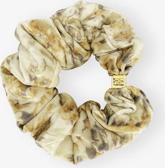 Ganni Beige Golden Floral Scrunchie