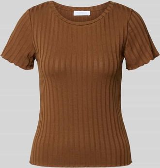 Rich & Royal T-Shirt aus Viskose-Mix mit Rundhalsausschnitt in Cognac, Gr&ouml;&szlig;e XS