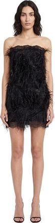 The Attico Black Embellished Strapless Mini Dress
