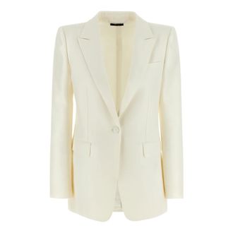 Tom Ford Jassen, Dames, Wit, 3Xs, Katoen, Radzmir Single-Breasted Blazer