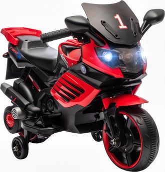 OEM Moto El&eacute;ctrica Para Ni&ntilde;os 6v Con Ruedas De Apoyo M&uacute;sica Faro Para Ni&ntilde;os De 18-36 Mesas Rojo