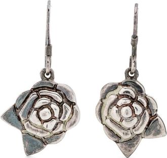 Chanel 1990s Camélia rose-pendant earrings - women - Sterling Silver Plated Brass - One Size