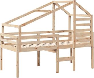 vidaXL Cama alta con techo madera maciza de pino 90x200 cm vidaXL