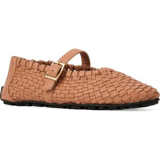 Aquatalia Quello Water Resistant Mary Jane Flat in Clay Nappa at Nordstrom, Size 9.5