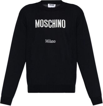 Moschino Turtleneck Trui met Geborduurd Logo - Heren - Ronde hals truien - Zwart - M - Katoen - Truien & Vesten