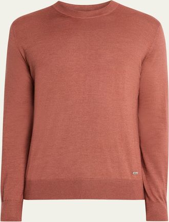 Brioni Mens Cashmere-Silk Crewneck Sweater