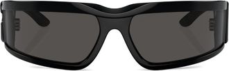 Dolce & Gabbana Eyewear logo-plaque wraparound sunglasses - unisex - Plastic - 63 - Black