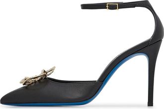Loriblu Decollet&eacute; in zwart nappaleer met accessoire - Dames - Pumps - Zwart - 36 EU - Leer - Schoenen