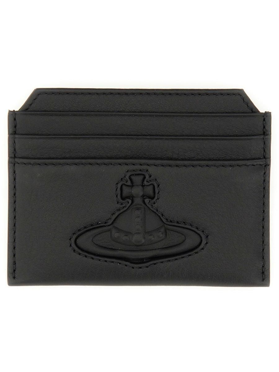 【VIVIENNE WESTWOOD】Saffiano Slim Card Holder Black Saffiano Slim Card Holder in BLACK | Vivienne Westwood®