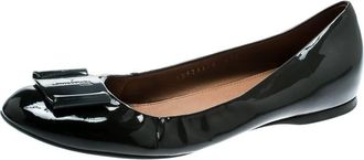 Ferragamo Dark Grey Patent Leather Degrade Ballet Flats
