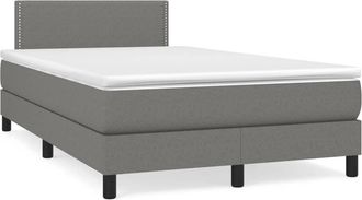 vidaXL Cama Box Spring Con Colch&oacute;n Tela Gris Oscuro 120x190 Cm Vidaxl