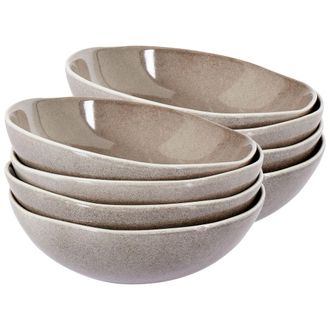 Beliani Beliani - Conjunto De 4 Platos Hondos Cuenco Para Pasta De Gres Caol&iacute;n Artesanal Acabado Esmalte Reactivo Gris Costmary