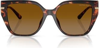 Michael Kors St. Barths 54mm Polarized Square Sunglasses in Luggage Tortoise/Brown Polar at Nordstrom