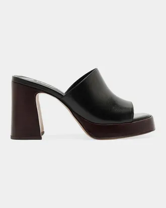 Schutz Rowan 95MM Leather Block-Heel Mules