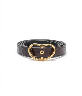 Lizzie Fortunato Skinny Georgia Belt In Brown Croc