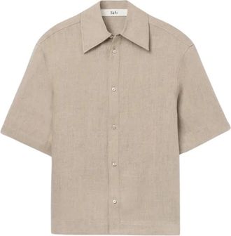 S&eacute;fr Dao shirt - Heren - Korte mouwen Overhemden - Beige - XL - Overhemden