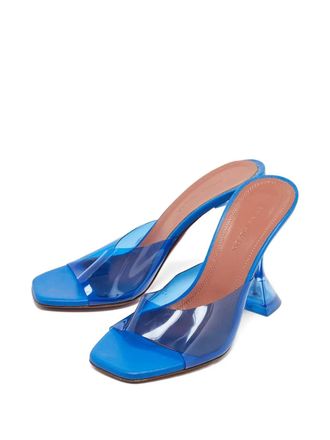 Amina Muaddi clear-strap square-toe sandals - Blue