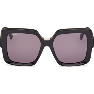 Max Mara Ernest 56mm Square Sunglasses in Shiny Black /Smoke at Nordstrom Rack
