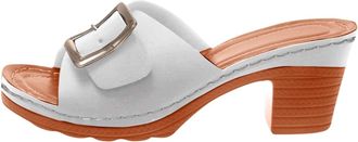 Generic Womens Summer Sandals, Wedge Block Heel, Toe Post Faux Leather Suede, Touch Fasten Strap Adjustable, Chic Casual, Lightweight for Dressy Occasions