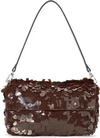 Staud Timmy Sequin Shoulder Bag in Cacao at Nordstrom