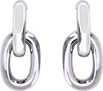 Paco Rabanne Womens Double Xl Link Earrings Silver General Resin