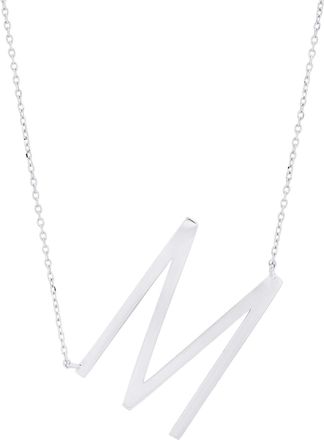 MAX + STONE Sterling Silver Large Sideways Block Initial Letter Necklace