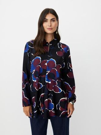 Masai Grivon Collared Long Sleeve Floral Tunic in Tawny Port at Nordstrom, Size X-Small
