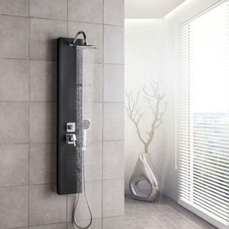 Badplaats Badplaats Panel De Ducha Milan - Negro - Ducha De Lluvia Con Gri