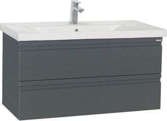 ebuy24 VCM 2 piezas Lavabo Gabinete lavabo 100 cm Juego de muebles de baño con lavabo Cajones sin manos Conjunto completo Silora XL (antracita)