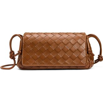 Bottega Veneta Discoteca Intrecciato Leather Crossbody Pouch in 2376 Tannin-Gold at Nordstrom