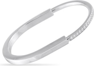 Tiffany & Co. Lock 18K White Gold 1.20ct Diamond Bangle Bracelet TI03-060326
