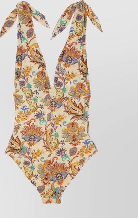 Etro floral deep v-neck swimsuit