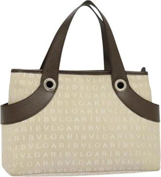 Bulgari Tweedehands Canvas handtassen - Dames - Vintage Handtas - Beige - ONE Size - Leer - Vintage