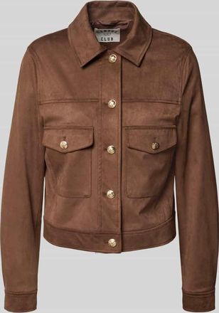 Oui Jacke mit Umlegekragen in Mittelbraun, Gr&ouml;&szlig;e 34