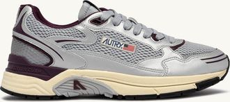 Autry HYPERWAY SNEAKERS IN SILVER, HARBOR MIST AND FIG SYNTHETIC LEATHER AND MESH