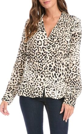 Karen Kane Ramona Leopard Blouse In Cream