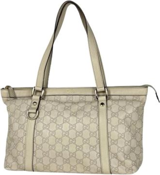 Gucci Pre-owned Tote Bag - Dames - Vintage Shopper - Beige - ONE Size - Leer - Vintage