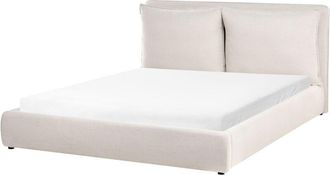 Beliani Cama Moderna De Tela 160 X 200 Cm Cabecero Tapizado Y Acolchado Beige Bajonna