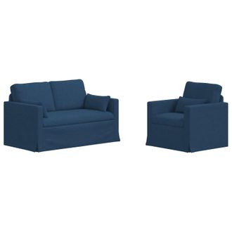 vidaXL Juego De Sof&aacute; 2 Uds. Azul Tela Vidaxl