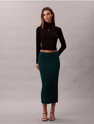 Calvin Klein Jeans Calvin Klein Womens Rib Cotton Midi Skirt - Green - XS