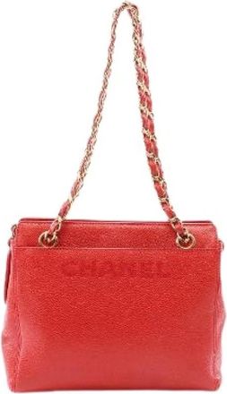 Chanel Pre-owned Logo Grained Calf Shoulder Bag - Dames - Vintage Schoudertas - Rood - ONE Size - Leer - Vintage