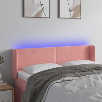 vidaXL Cabecero Con Led De Terciopelo Rosa 147x16x78/88 Cm Vidaxl
