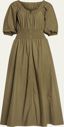 Ramy Brook Laura Puff-Sleeve Midi Shirtdress