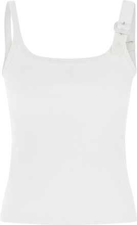 Courr&egrave;ges White Buckle 90s Top