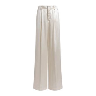 Alberta Ferretti Alberta Ferretti, Wide Trousers, female, Beige, Size: XS Pantaloni Shiny Satin