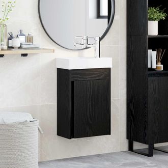 vidaXL Vidaxl Mobile Bagno Con Rubinetto Rovere Nero 40,5 X 22,5 X 62 Cm