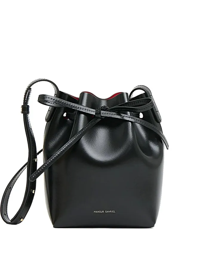mini leather bucket bag - women - Polyurethane/Calf Leather - One Size - Black